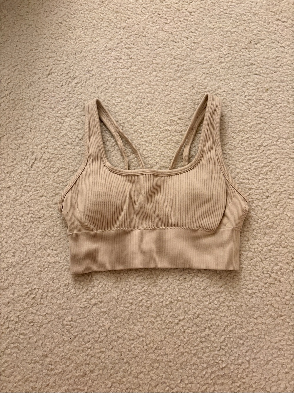 Aerie Ribbed Scoop Bralette in Tan Size M